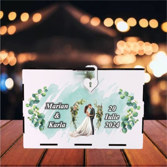 Cutie Dar Miri , Personalizata, Verde, Lemn, 30x20x20 cm, CDNUV014 - imagine 5