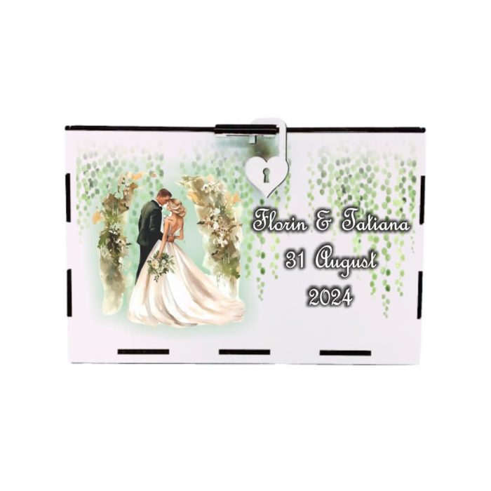 Cutie Dar Miri , Personalizata, Verde, Lemn, 30x20x20 cm, CDNUV016 - imagine 4