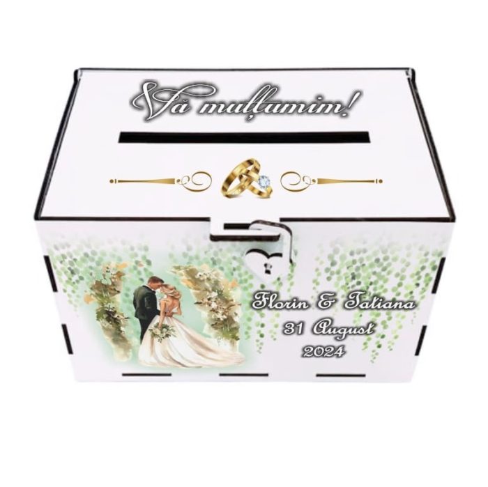 Cutie Dar Miri , Personalizata, Verde, Lemn, 30x20x20 cm, CDNUV016 - imagine 1