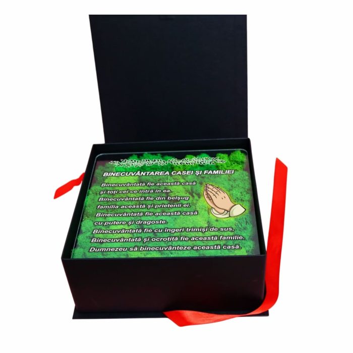 Cutie Cadou Binecuvantarea casei si a familiei, Licheni, Verde, 23x23 cm, CLBUV002 - imagine 1