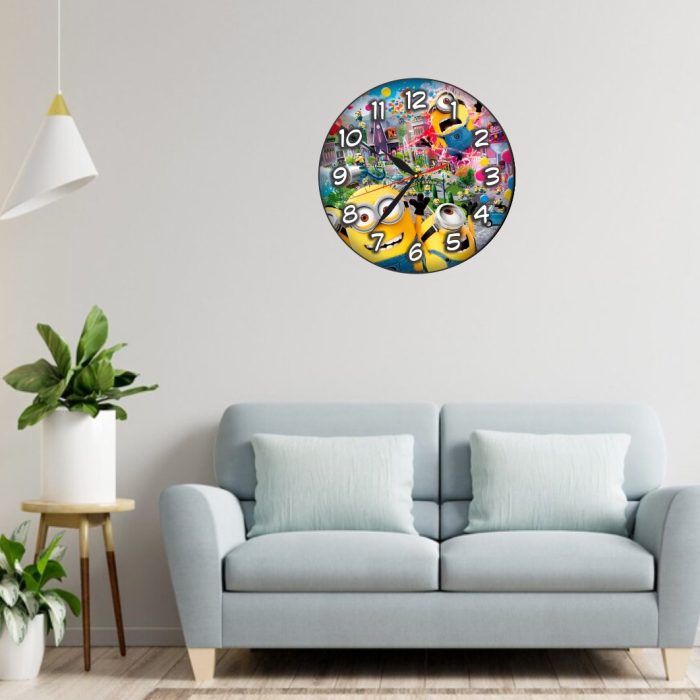 Ceas Disney cu Minioni, Lemn, 40 cm, CSDUV002 - imagine 2