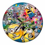 Ceas Disney cu Minioni, Lemn, 40 cm, CSDUV002 - imagine 4