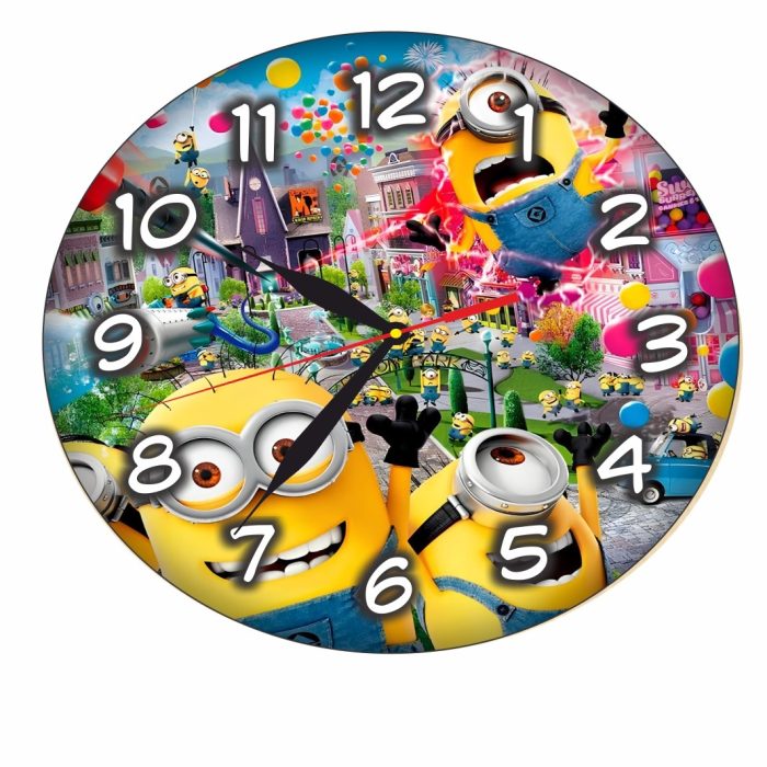 Ceas Disney cu Minioni, Lemn, 40 cm, CSDUV002 - imagine 5