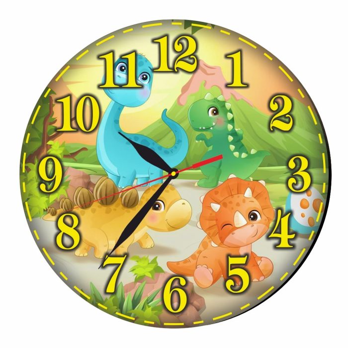 Ceas Disney, Dinozauri, Lemn, 40 cm, CSDUV041 - imagine 1