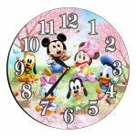 Ceas Disney, Mickey Mouse, Minnie Mouse, Donald, Pluto, Goofy, Lemn, 40 cm, CSDUV061 - imagine 5