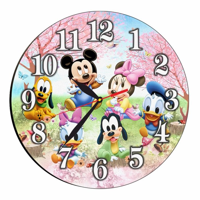 Ceas Disney, Mickey Mouse, Minnie Mouse, Donald, Pluto, Goofy, Lemn, 40 cm, CSDUV061 - imagine 5
