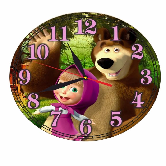 Ceas Disney, Masha si Ursul, Lemn, 40 cm, CSDUV067 - imagine 4