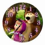 Ceas Disney, Masha si Ursul, Lemn, 40 cm, CSDUV067 - imagine 5