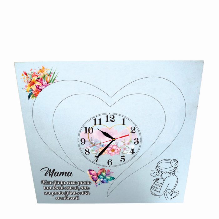 Ceas baza licheni, personalizat pentru mama, Lemn, 40x40cm, CSMUV009 - imagine 5