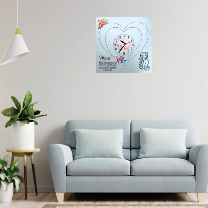 Ceas baza licheni, personalizat pentru mama, Lemn, 40x40cm, CSMUV009 - imagine 2