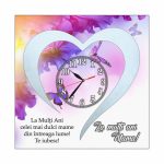 Ceas baza licheni, personalizat pentru mama, Lemn, 40x40cm, CSMUV011