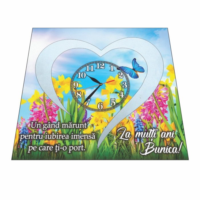 Ceas baza licheni, personalizat pentru bunica, Lemn, 40x40cm, CSMUV015 - imagine 5