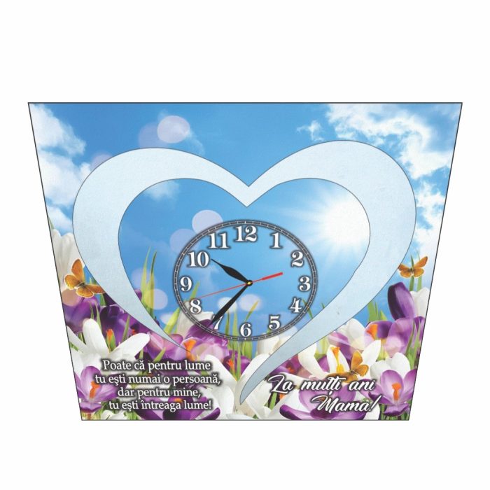 Ceas baza licheni, personalizat pentru mama, Lemn, 40x40cm, CSMUV016 - imagine 5