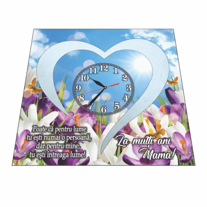 Ceas baza licheni, personalizat pentru mama, Lemn, 40x40cm, CSMUV016 - imagine 4