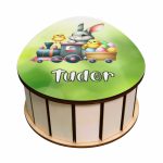 Cutie cadou de Paste Ou Kinder Surprise, Personalizata, Lemn, Multicolor, OKPUV002