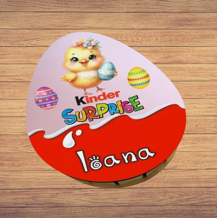 Cutie cadou de Paste Ou Kinder Surprise, Personalizata, Lemn, Multicolor, OKPUV006 - imagine 5