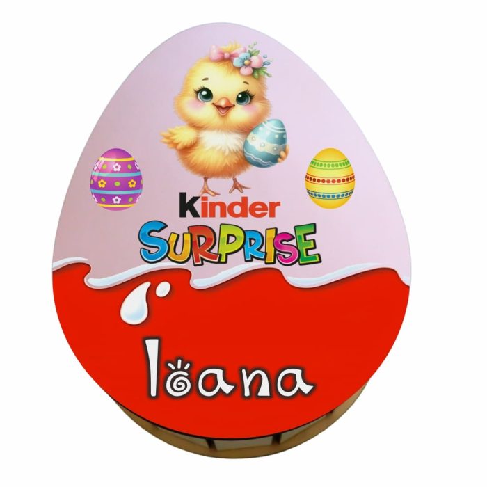 Cutie cadou de Paste Ou Kinder Surprise, Personalizata, Lemn, Multicolor, OKPUV006 - imagine 4