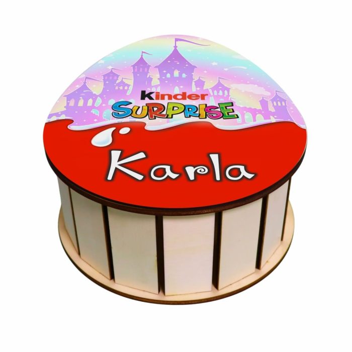 Cutie cadou de Paste Ou Kinder Surprise, Personalizata, Lemn, Multicolor, OKPUV008 - imagine 1