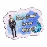 Pancarta Bine Ati Venit la casa Mirelui, Nunta, Albastru, 40x31cm, PBUV017 - imagine 3