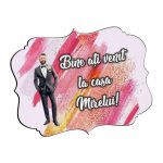 Pancarta Bine Ati Venit la casa Mirelui, Nunta, Rosu, 40x31cm, PBUV023 - imagine 3