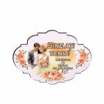 Pancarta Bine Ati Venit, Personalizata, Nunta, Portocaliu, 40x31cm, PBUV026 - imagine 3