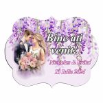 Pancarta Bine Ati Venit, Personalizata, Nunta, Roz, Mov, 40x31cm, PBUV035
