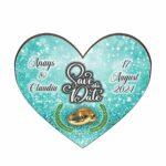 Pancarta Save The Date, Nunta, Verde, Turcoaz, Inima, 30x28cm, PSDUV003 - imagine 3