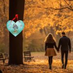 Pancarta Save The Date, Nunta, Verde, Turcoaz, Inima, 30x28cm, PSDUV003 - imagine 2