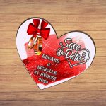 Pancarta Save The Date, Nunta, Rosu, Inima, 30x28cm, PSDUV008 - imagine 5