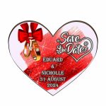 Pancarta Save The Date, Nunta, Rosu, Inima, 30x28cm, PSDUV008 - imagine 3