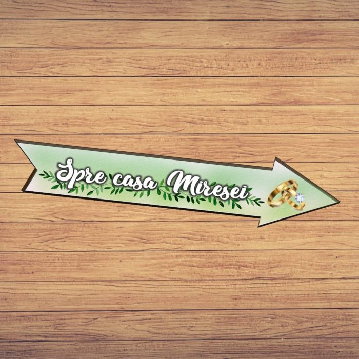 Pancarta Spre casa Miresei, Nunta, Verde, 46x14 cm, PSNUV007 - imagine 5
