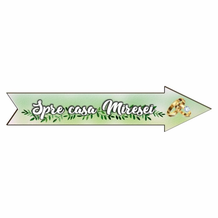 Pancarta Spre casa Miresei, Nunta, Verde, 46x14 cm, PSNUV007 - imagine 1