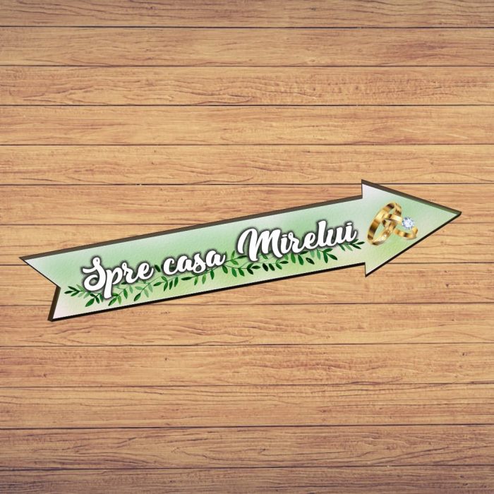 Pancarta Spre casa Mirelui, Nunta, Verde, 46x14 cm, PSNUV008 - imagine 5