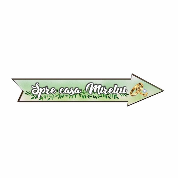 Pancarta Spre casa Mirelui, Nunta, Verde, 46x14 cm, PSNUV008 - imagine 3