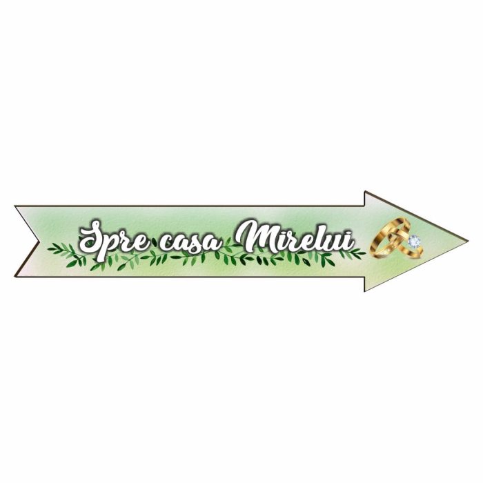 Pancarta Spre casa Mirelui, Nunta, Verde, 46x14 cm, PSNUV008 - imagine 1
