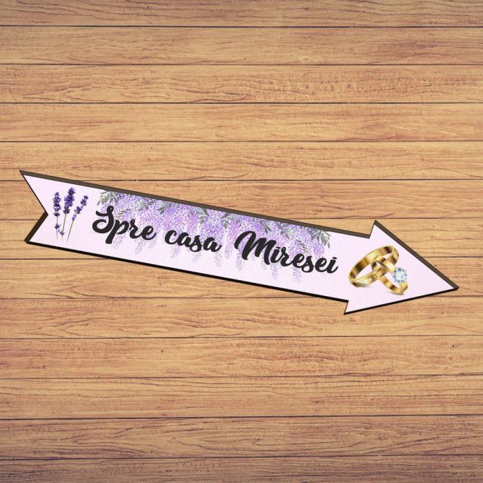 Pancarta Spre casa Miresei, Nunta, Mov, 46x14 cm, PSNUV010 - imagine 5