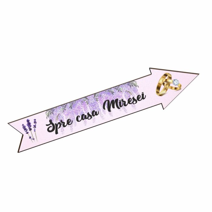 Pancarta Spre casa Miresei, Nunta, Mov, 46x14 cm, PSNUV010 - imagine 4