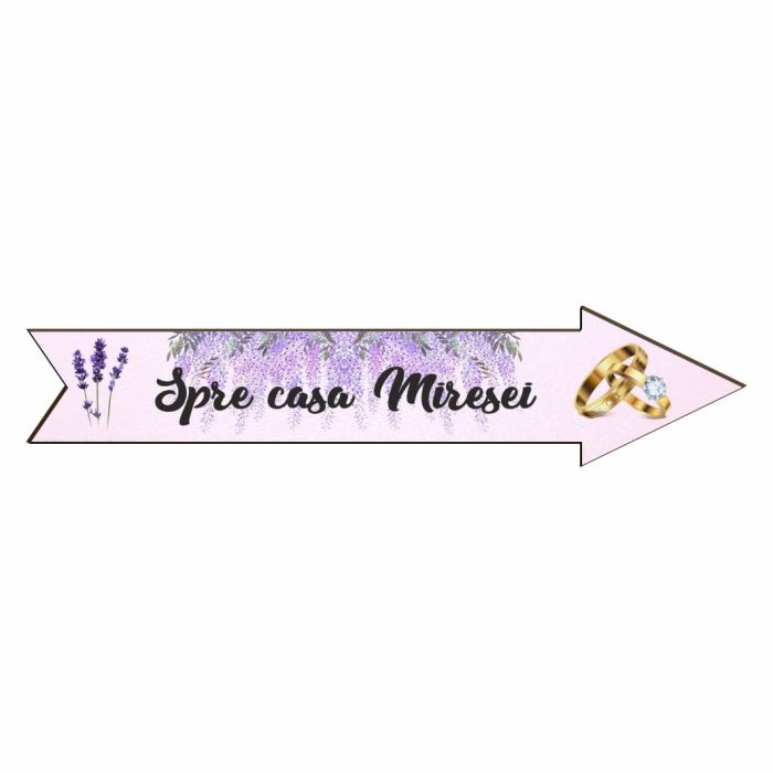Pancarta Spre casa Miresei, Nunta, Mov, 46x14 cm, PSNUV010 - imagine 1