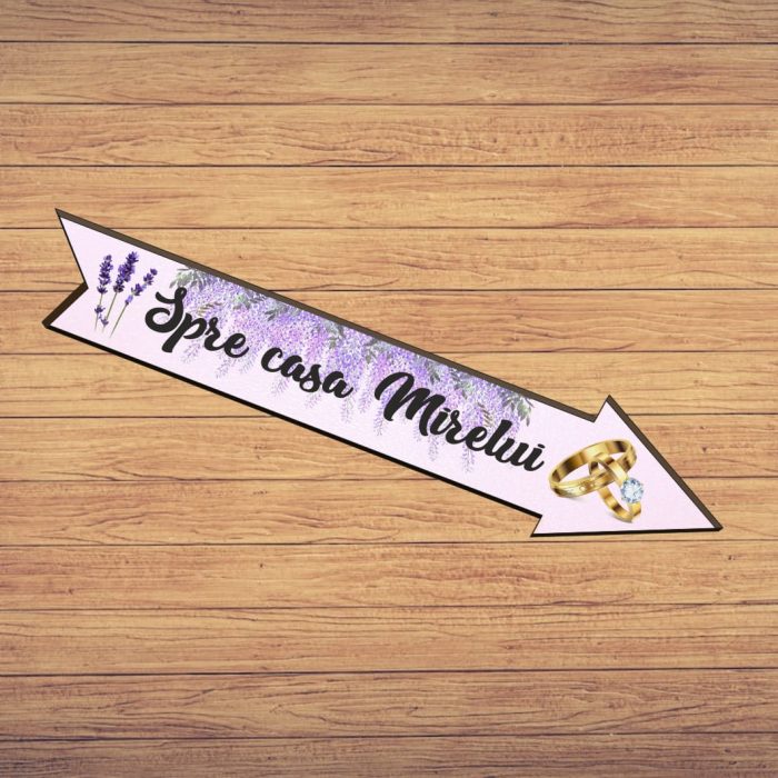 Pancarta Spre casa Mirelui, Nunta, Mov, 46x14 cm, PSNUV011 - imagine 5
