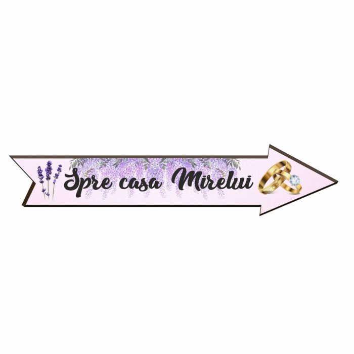 Pancarta Spre casa Mirelui, Nunta, Mov, 46x14 cm, PSNUV011 - imagine 3