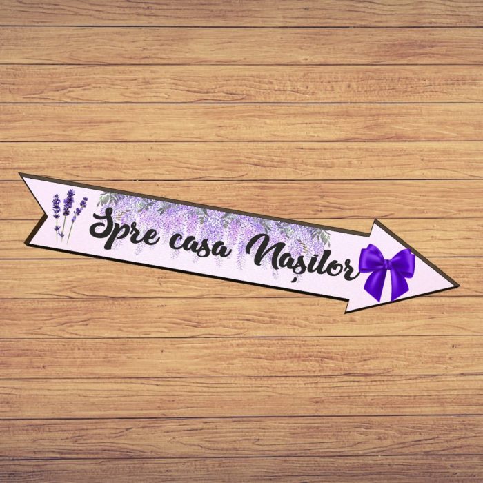Pancarta Spre casa Nasilor, Nunta, Mov, 46x14 cm, PSNUV012 - imagine 5
