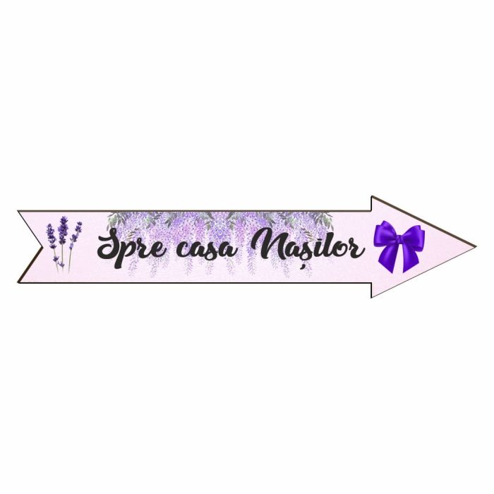 Pancarta Spre casa Nasilor, Nunta, Mov, 46x14 cm, PSNUV012 - imagine 1