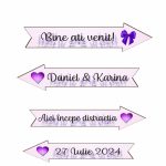 Set Pancarte Bine ati venit, Nunta, Personalizata, Mov, 46x14 cm, PSNUV016 - imagine 3