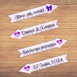 Set Pancarte Bine ati venit, Nunta, Personalizata, Mov, 46x14 cm, PSNUV016 - imagine 5