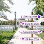 Set Pancarte Bine ati venit, Nunta, Personalizata, Mov, 46x14 cm, PSNUV016 - imagine 2