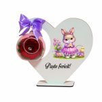 Decoratiune cu licheni si trandafir criogenat rosu, Paste, Lemn, 20x18 cm, SPGPUV009