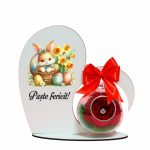 Decoratiune cu licheni si trandafir criogenat rosu, Paste, Lemn, 20x19 cm, SPGPUV010