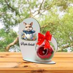 Decoratiune cu licheni si trandafir criogenat rosu, Paste, Lemn, 20x19 cm, SPGPUV011 - imagine 2