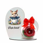 Decoratiune cu licheni si trandafir criogenat rosu, Paste, Lemn, 20x19 cm, SPGPUV011