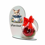 Decoratiune cu licheni si trandafir criogenat rosu, Paste, Lemn, 20x19 cm, SPGPUV011 - imagine 3